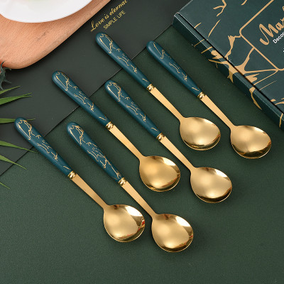 Hộp 5muỗng vân đá inox sang trọng , muỗng ăn decor , thiết kế tinh tế , kiểu dáng Tây Âu phù hợp dùng trong mọi hoàn cảnh trang trí bàn ăn rất đẹp và sang