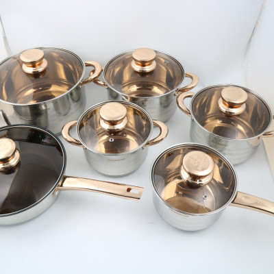 Bộ 6 Nồi Chảo Inox 5 Đáy Eb EBBERG EB-811 (EB-813/EB-8013/EB-8013B) Dùng Mọi Bếp - Hàng Chính Hãng