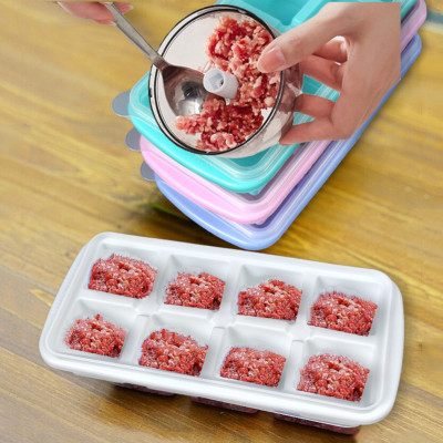 COMBO 3 Vỉ đá, Khay làm đá, Khay đựng đồ ăn dặm có nắp loại 8 viên 