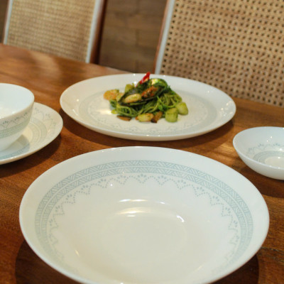 Đĩa Sâu Thủy Tinh Luminarc Diwali Geomatric Blue 20cm đựng thức ăn, cường lực, chịu nhiệt - Bộ 3 đĩa - V6538