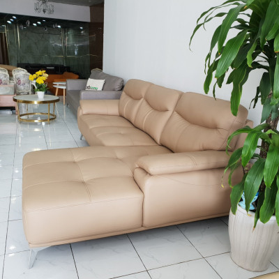 Bộ Ghế Salon Da Cao Cấp _ Sofa Phòng Khách _ Màu Kem _ Size 2700 x 1700