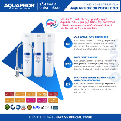 Bộ 3 Lõi Lọc Nước AQUAPHOR Nhập Khẩu Thay Cho Máy AQUAPHOR CRYSTAL ECO - Hàng Chính Hãng