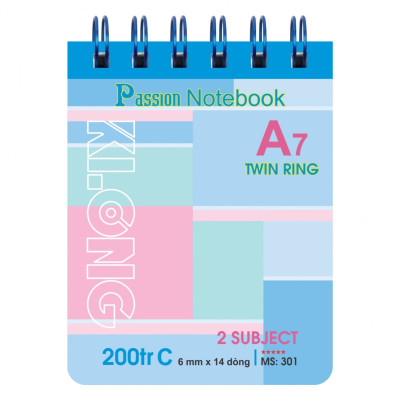 Sổ lỗ kép Klong A7 200tr Bìa Nhựa KLONG; MS: 301