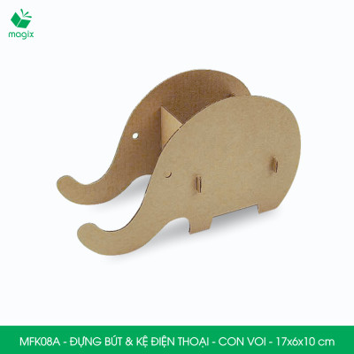 MFK08A - Đựng bút & kệ điện thoại bằng giấy carton - Hộp bút kiểu dáng Con voi - 17x6x10 cm