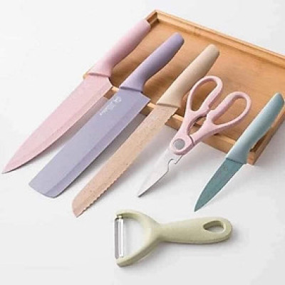 Bộ dao kéo Gốm sứ lúa mạch thép không rỉ Kháng Khuẩn siêu nhẹ Dễ Vệ sinh- Chính Hãng