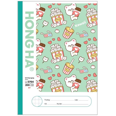 Combo 5 Tập South Star Kawai - 4 Ô Ly Kẻ Ngang 200 Trang 58gsm - Hồng Hà 0764 (Mẫu Bìa Giao Ngẫu Nhiên)