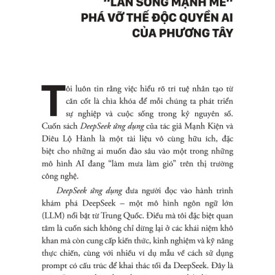 Sách - Deepseek Ứng Dụng - Làm Chủ AI Mã Nguồn Mở, Từ Cơ Bản Đến Thực Chiến