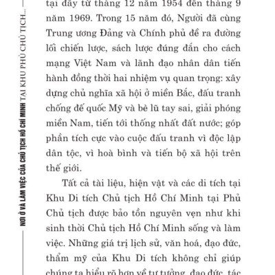 Nơi ở và làm việc của Chủ tịch Hồ Chí Minh tại Khu Phủ Chủ tịch - Hà Nội - bản in 2025