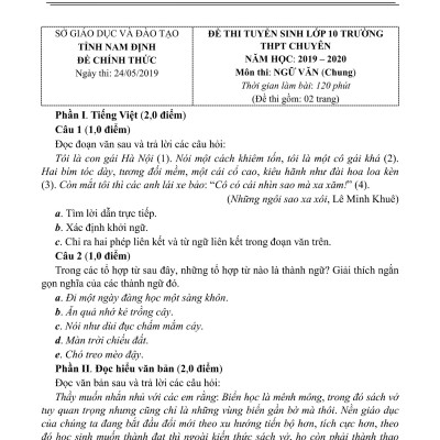 LUYỆN KĨ NĂNG GIẢI ĐỀ HỌC SINH GIỎI LỚP 9 VÀ ÔN THI VÀO LỚP 10 CHUYÊN MÔN NGỮ VĂN (Theo định hướng phát triển năng lực)