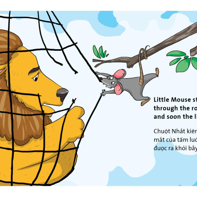 Combo 4 cuốn truyện tranh song ngữ - Truyện tranh ngụ ngôn dành cho thiếu nhi song ngữ Anh - Việt ( Kiến và chim + sư tử và chuột nhắt+ sói và sóc + chuột , gà trống và mèo )