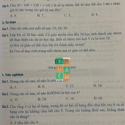 Sách - Bộ đề kiểm tra Toán 6