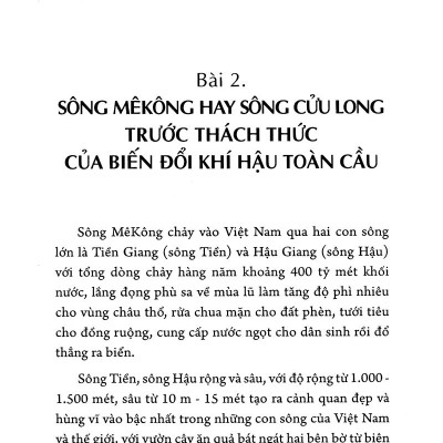 Sông Mê Kông Hay Sông Cửu Long Với Biến Đổi Khí Hậu Toàn Cầu