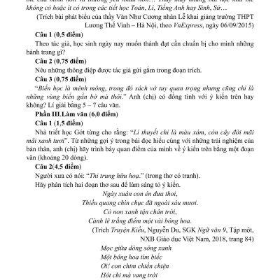 LUYỆN KĨ NĂNG GIẢI ĐỀ HỌC SINH GIỎI LỚP 9 VÀ ÔN THI VÀO LỚP 10 CHUYÊN MÔN NGỮ VĂN (Theo định hướng phát triển năng lực)