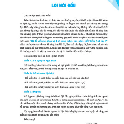 Sách - GLOBAL SUCCESS - Bộ đề kiểm tra định kỳ 4 kỹ năng tiếng anh lớp 8 tập 1 (có đáp án)