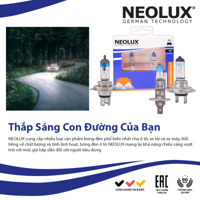 Combo 2 Bóng Đèn Halogen Tăng Sáng 130% OSRAM NEOLUX Dùng Cho Xe Ô Tô Xe Máy Chân H1 H4 H7 - Nhập Khẩu Chính Hãng