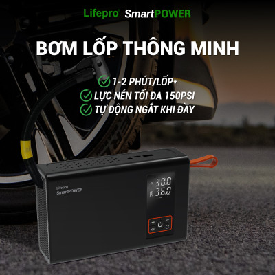 Máy bơm lốp ô tô kèm kích bình đa năng Lifepro SmartPOWER Hàng chính hãng