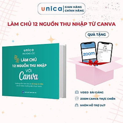 Sách Làm chủ 12 nguồn thu nhập với Canva cùng Richdad Lộc kèm khóa học online