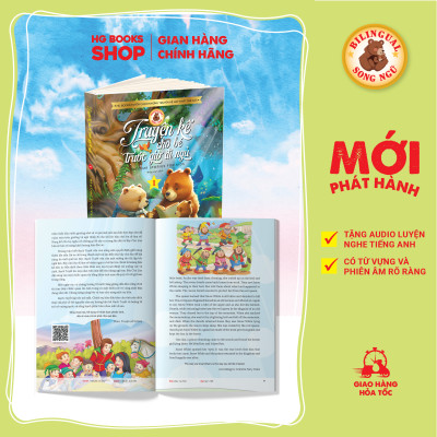 Sách song ngữ: Combo 2 tập Truyện Kể Cho Bé Trước Giờ Đi Ngủ - Cùng Con Phát Triển IQ, EQ Và Làm Quen Với Tiếng Anh, Tặng File Audio