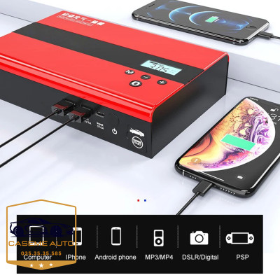 Kích Bình Ô Tô, Bộ Kích Ắc Quy Ô Tô Đa Năng 4IN1 Soulor Kích Điện Ô Tô, Bơm Lốp Ô Tô, Sạc Dự Phòng, Đèn Pin - Hàng Nhập Khẩu