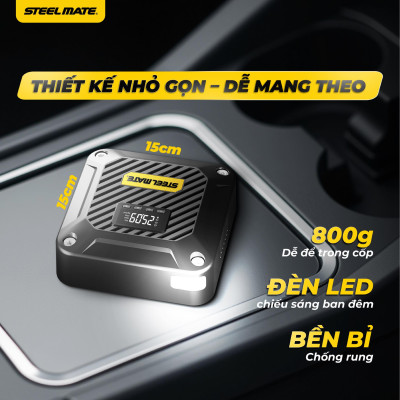 Bơm Lốp Ô Tô Mini STEELMATE T5 – Bơm Nhanh, Tự Động Ngắt, Hiển Thị Áp Suất Kỹ Thuật Số, Bảo Hành 2 Năm