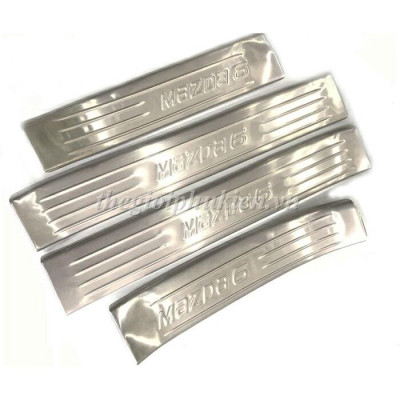 BỘ SẢN PHẨM Nẹp bước chân và ốp chống trầy cốp Mazda 6 2017-2019- Mẫu Inox