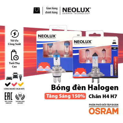 Combo 2 Bóng Đèn Halogen Tăng Sáng 150% OSRAM NEOLUX Dùng Cho Xe Ô Tô Xe Máy Chân H4 H7 - Nhập Khẩu Chính Hãng
