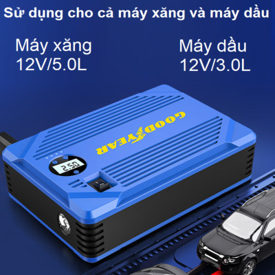 Bộ kích bình ắc quy kiêm bơm lốp và sạc dự phòng dung lượng 10400mAh dùng cho ô tô thương hiệu Mỹ cao cấp Goodyear GY-5282 - Hàng Nhập Khẩu