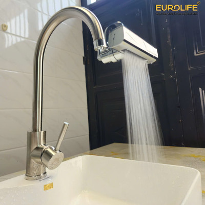 Đầu vòi tăng áp đa năng, điều hướng 360 độ, 3 chế độ chảy ưu việt cho vòi rửa chén Eurolife EL-TA05