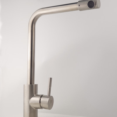 Vòi rửa chén nóng lạnh Inox SUS 304 nguyên khối đầu vòi xoay 360 độ Eurolife EL-KM10 (Trắng vàng)