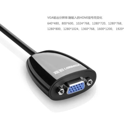 Ugreen UG40253MM105TK Màu Đen Bộ chuyển HDMI sang VGA - HÀNG CHÍNH HÃNG