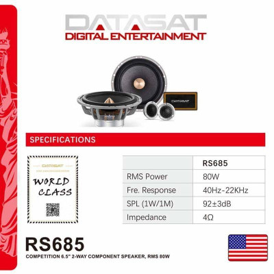 Loa cánh  phân tần 2 way  cho ô tô -  Loa DATASAT 2 way RS 685 LOA CÁNH CỬA Ô TÔ 2 Phân Tần