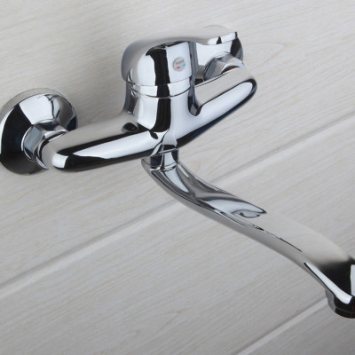 Vòi rửa chén nóng lạnh âm tường Đồng mạ Chrome Eurolife EL-T016AT (Trắng bạc)