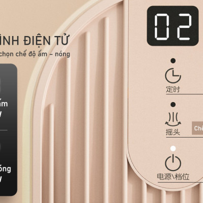 Quạt Sưởi Điện Gốm Gia Đình Bear DNQ-C20H5 Không Khô Da Tự Động Ngắt Điện Khi Đổ Công Suất 2000 W - Hàng Nhập Khẩu