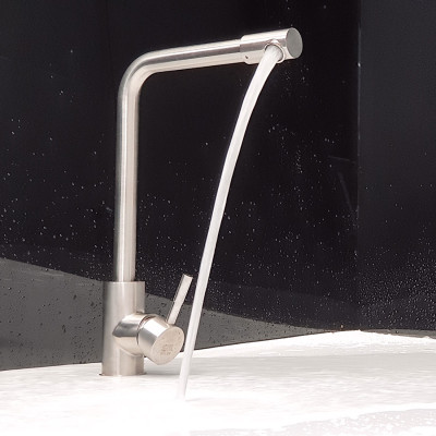 Vòi rửa chén nóng lạnh Inox SUS 304 nguyên khối đầu vòi xoay 360 độ Eurolife EL-KM10 (Trắng vàng)