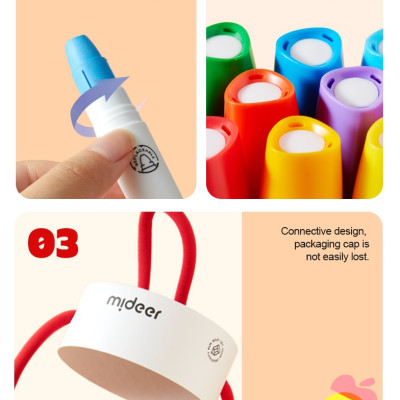 Bút Màu Sáp Lụa Tập Tô An Toàn Dễ Tẩy Rửa - Mideer Silky Crayon