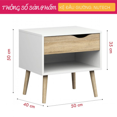 Tủ đầu giường bằng gỗ kết cấu chắc chắn SMLIFE Nutech