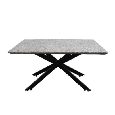 Bàn ăn mặt gỗ giả đá màu xám 1m4 chân sắt sơn tĩnh điện chữ X nhập khẩu TN 1217-14W  đẹp cao cấp sang trọng tại TpHCM