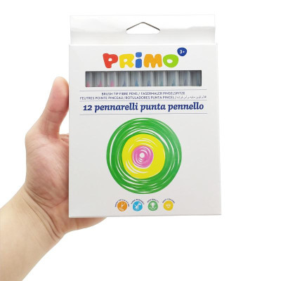 Hộp 12 Bút Lông Màu Rửa Được Brush Tip Fibre Pens 4.0 mm - Primo 618BT12