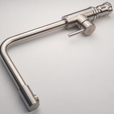 Vòi rửa chén nóng lạnh Inox SUS 304 nguyên khối đầu vòi xoay 360 độ Eurolife EL-KM10 (Trắng vàng)