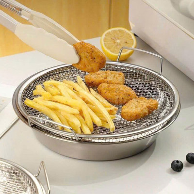 Khay Tròn Inox 304 Kèm Ray Lưới Lọc Ráo Dầu Chiên Thức Ăn Đa Năng Tiện Dụng 19cm - HÀNG CHÍNH HÃNG MINIIN