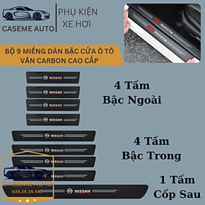 [NISSAN] Bộ 9 Miếng Dán Vân Carbon Chống Trầy Xước Bậc Cửa Ô Tô Dành Cho Hãng Xe NISSAN - Hàng Chính Hãng