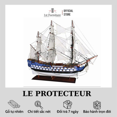 Mô hình Thuyền Cổ LE PROTECTEUR cao cấp, mô hình gỗ tự nhiên, lắp ráp sẵn, quà tặng sang trọng 1st FURNITURE