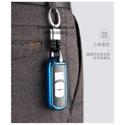 Ốp, bọc chìa khóa silicon tráng gương bảo vệ chìa khóa xe Mazda 2, 3, 6, CX-5, CX- 8 kèm móc đeo INOX