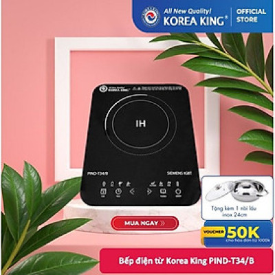 Bếp điện từ Korea King PIND-T34B (bếp đơn, mặt kính cường lực, công suất 1800W ) - Hàng chính hãng