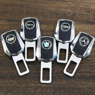 Chốt cài dây an toàn Logo hãng cao cấp bọc da bản cải tiến có thể móc nối tiếp Trendy Car