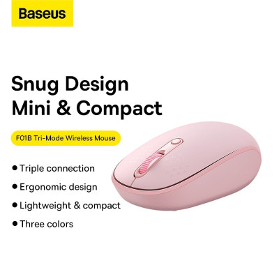 Chuột không dây Baseus F01B Tri-Mode Wireless Mouse  Bluetooth & 2.4GHz- hàng chính hãng