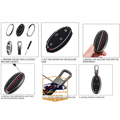 Ốp Chìa Khóa  Hyundai Santa Fe 2025, Tucson 2025 All New 5 Nút, Chất Liệu Hợp Kim, Kèm Móc Treo Cao Cấp - Hàng Nhập Khẩu