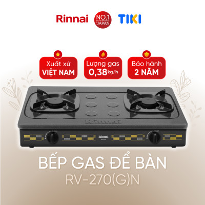 Bếp gas dương Rinnai RV-270(G)N mặt bếp men và kiềng bếp men - Hàng chính hãng.