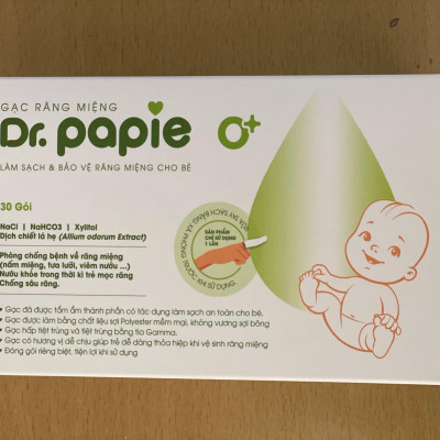 Gạc Rơ Lưỡi Dr Papie Vệ Sinh Răng Miệng Cho Bé , Gạc Răng Miệng Dr Papie Làm Sạch Răng Miệng Cho Bé Hộp 30 Miếng