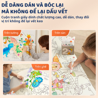 Tranh tô màu dán tường cho bé khổng lồ 4m*40cm Mideer Adhesive Colouring Scroll